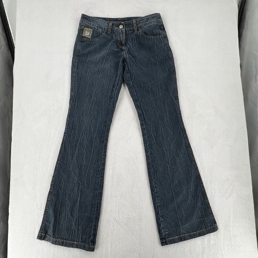 Cappopera Jeans Womans 28 Y2K Low Rise Flare Bootcut Whiskered Denim